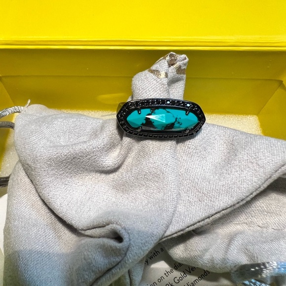 NWT Kendra Scott Arielle Ring Variegated Turquoise & Gunmetal SUPER RARE Perfect - Picture 5 of 14